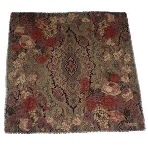 Vintage Ralph Lauren Wool Scarf Floral Earth Tones Made in Japan Approx. 34x34